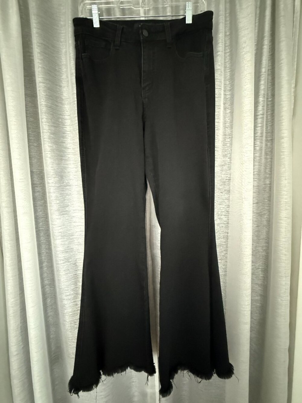 FLYING MONKEY Dramatic Black High-Rise Frayed Fringe Flare Jeans | Size 28 | EUC